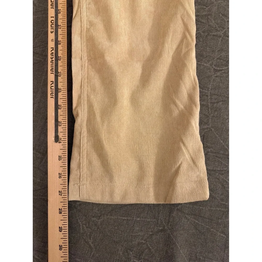 Commando Pants Mens L Corduroy Beige Elastic Waist Straight Leg Casual 761